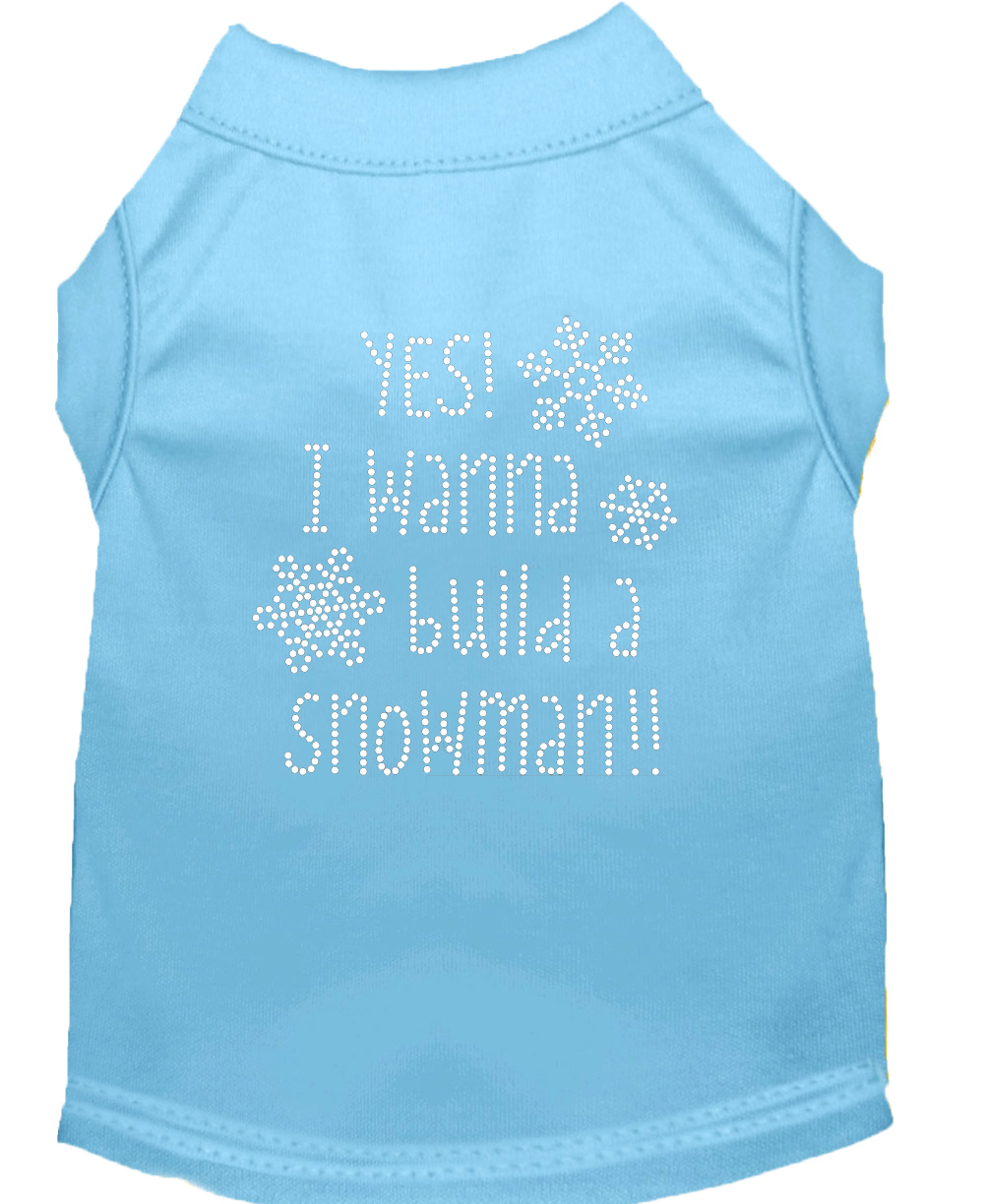 Yes! I want to build a Snowman Rhinestone Dog Shirt Baby Blue Med